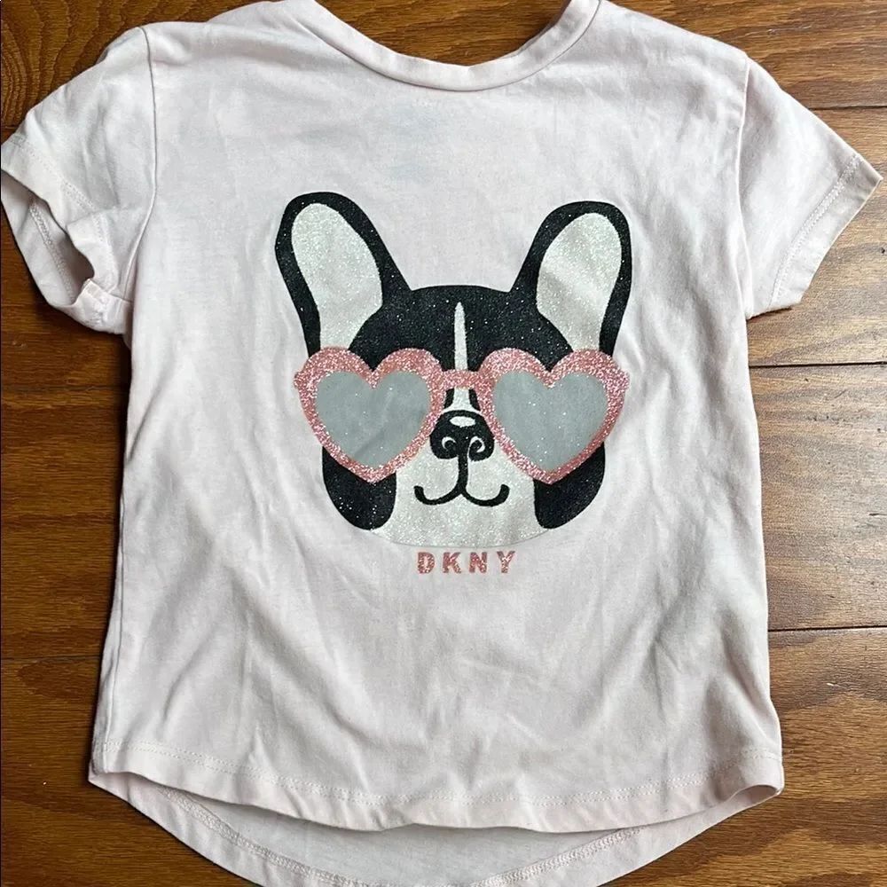 DKNY Kids Pink Dog Graphic T-Shirt